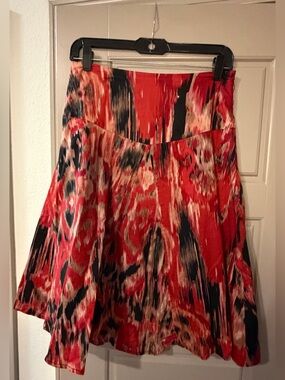 Red Abstract Print Circle Skirt